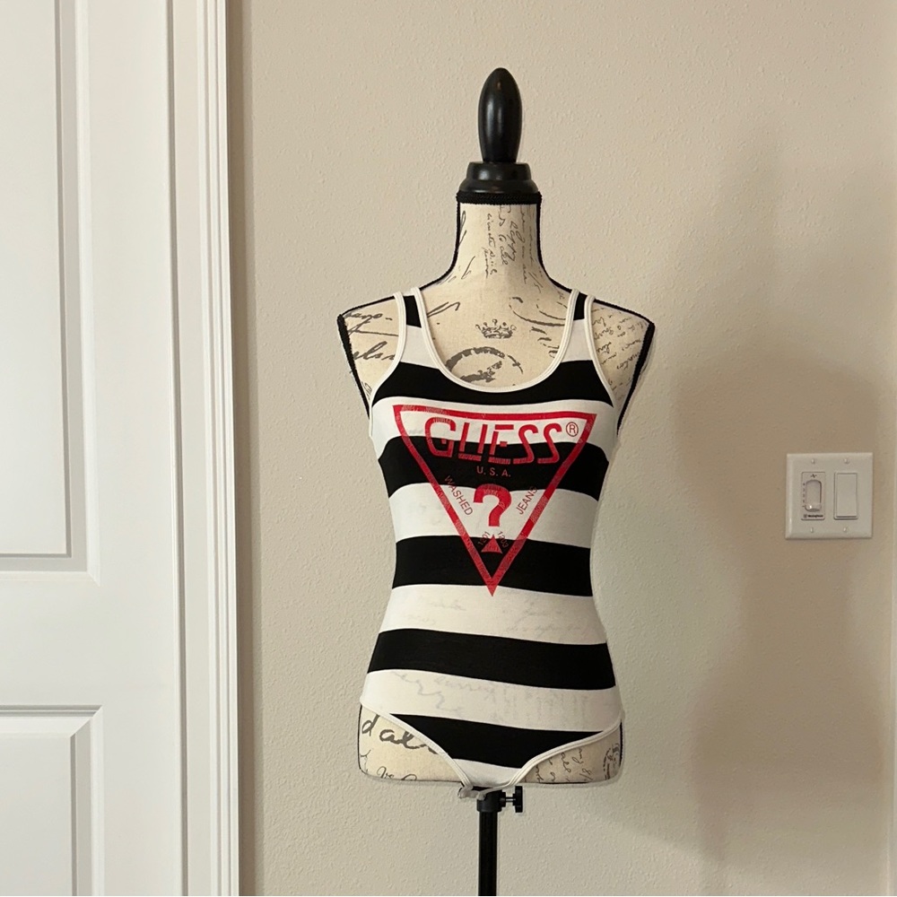 Black and white horizontal stripes bodysuit